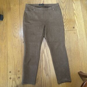 Ivanka Trump Womens Large Petite PL Brown Stretchy Straight Leg Pants